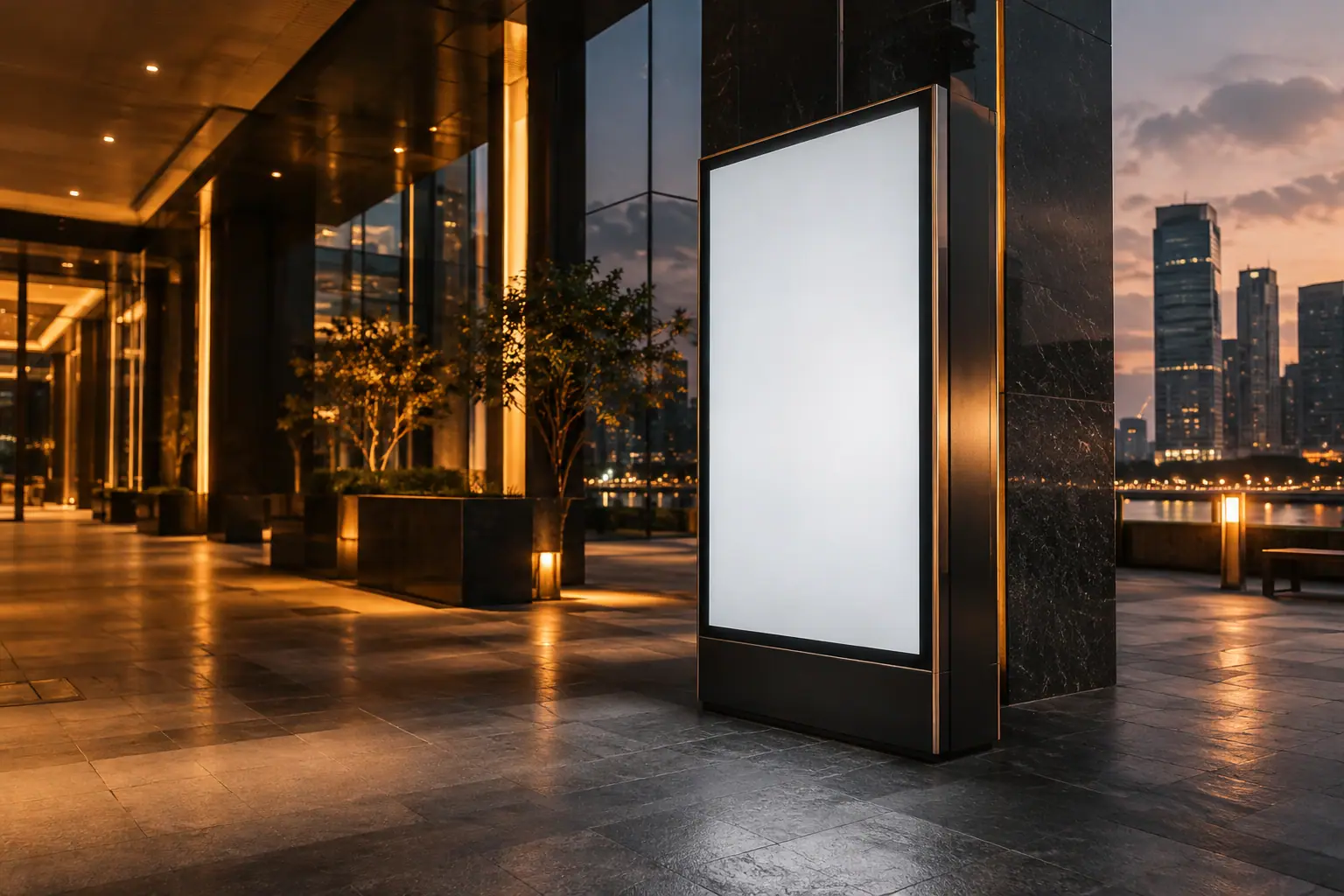 Illustrative blank display in a commercial setting